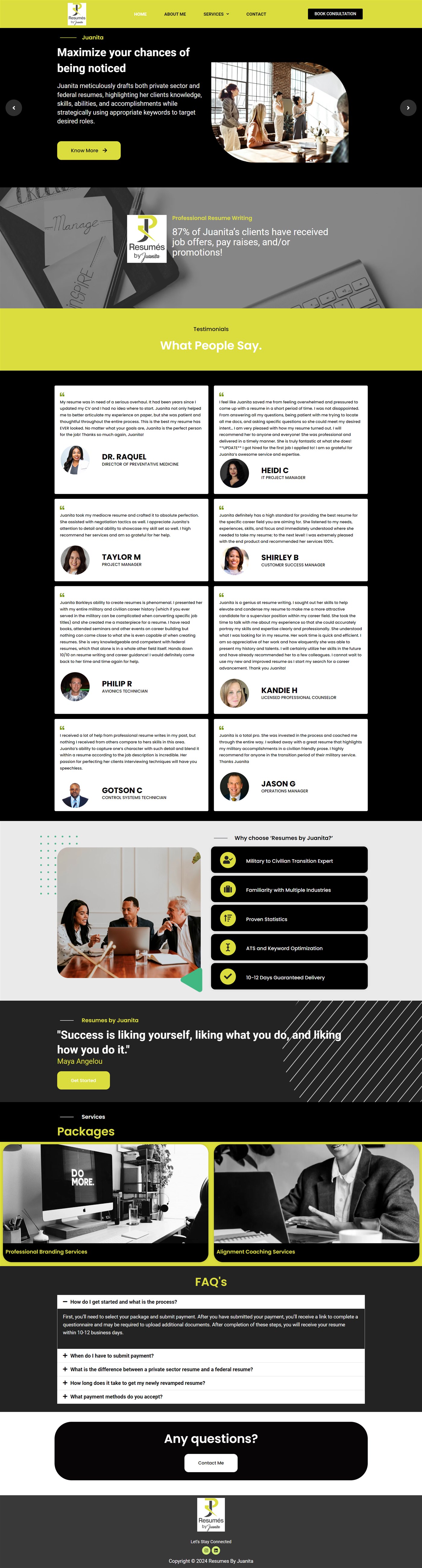 Resumes by Juanita Website