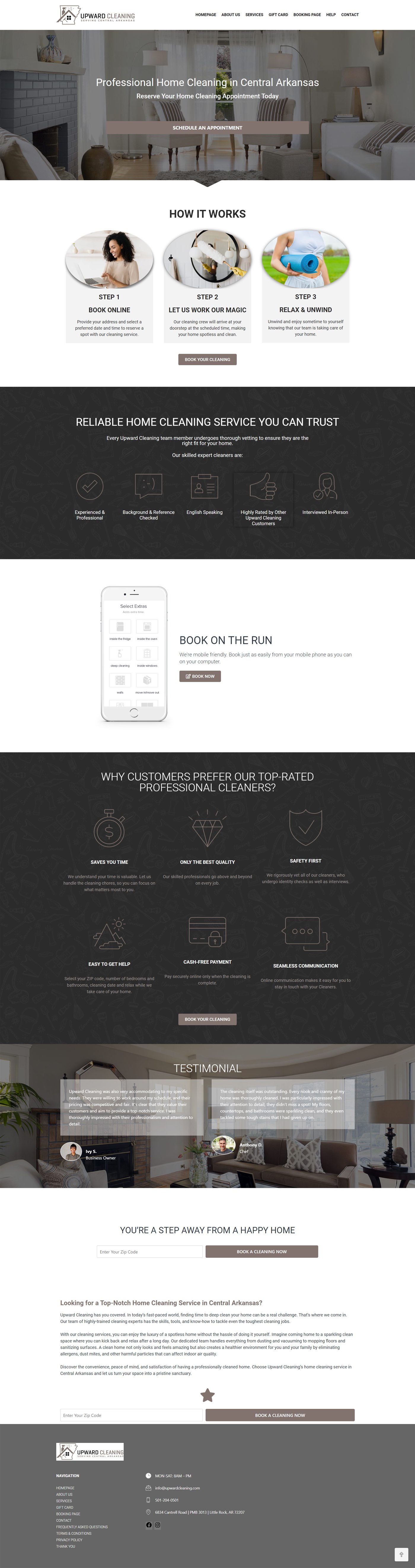 Upward Cleaning services website