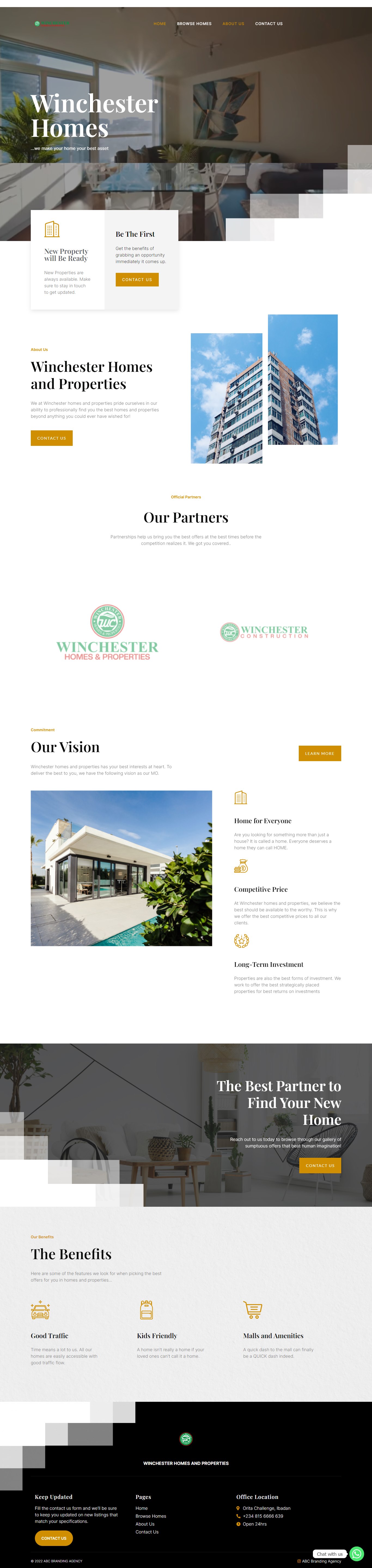 Winchester Homes real estate website